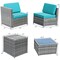 Costway 8 PCS Wicker Sofa Rattan Furniture Set Patio Furniture w/ Storage Table White\ Black\Turquoise\Red